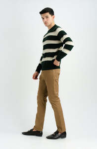 Pull en maille côtelée ample personnalisé de haute qualité pour homme, col rond, design vert crème confortable, fabriqué au Pakistan, OEM ODM - Product Image 3