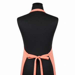 Tablier de chef en polyester-coton 220 GSM, couleur corail pêche, sangle de cou réglable, poche fendue, logo brodé personnalisé - Product Image 2