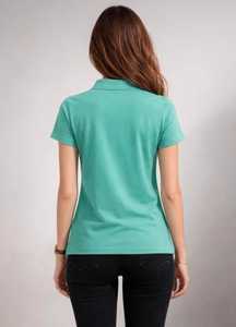 Polo de Manga Corta Verde Sólido para Mujer, Camiseta Casual con Cuello - Product Image 2