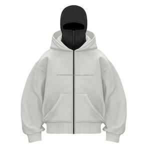 Sweat à capuche balaclava avec fermeture éclair OEM, veste en polaire d'hiver avec masque facial, pull streetwear, commande en gros - Product Image 1