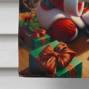 Grand drapeau de maison du Père Noël Cairn Terrier multicolore, poteau à manches de porche décoratif, bannière de cour, œuvre d'art, tenture murale - Product Image 4