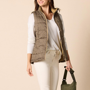 Winter Custom <b>Cropped</b> Sleeveless Women's Waterproof Breathable Windproof <b>Zip</b>-<b>Up</b> Quilted Padding Eco-Friendly Canvas Reversible - Product Image 2