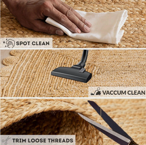 พรมปูพื้นทรงกลมสีขาวทำจากปอกระเจาธรรมชาติ พรมสไตล์โบฮีเมียนแบบธรรมชาติ ขนาดสั่งทำได้ สำหรับห้องนั่งเล่น ห้องนอน สำนักงาน โรงแรม และพื้นที่เชิงพาณิชย์ - Product Image 2