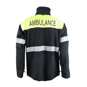 <b>Men's</b> Black Fleece <b>Jacket</b> With Reflective Stripes And Neon Yellow Panels Windproof Workwear Style <b>Winter</b> Outdoor Wear - Product Image 3