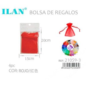 Sacchetti regalo in organza Ilan 15x20cm rossi 4 pezzi per bomboniere - Product Image 3