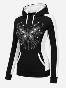 Sudadera con Capucha y Estampado de Diamantes de Imitación para Mujer, Sudadera de Manga Larga, Suave y Casual - Product Image 4