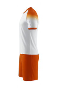 Camiseta de Fútbol de Manga Corta Blanca y Naranja para Hombre, Cuello Redondo, Absorbe la Humedad, Ropa Deportiva de Poliéster, Diseño Sólido para Todas las Temporadas - Product Image 3