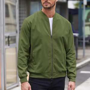 Chaqueta bomber personalizada con logo para hombre, estilo urbano de media temporada, chaqueta larga con cremallera para actividades al aire libre, chaqueta para hombre para actividades. - Product Image 4