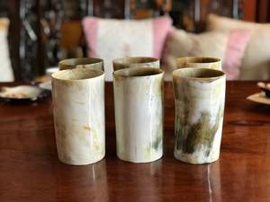 แก้วน้ำทรงกลมทำมือจากเขาสัตว์ ดีไซน์แบบจีนโบราณ รักษ์โลก ใช้ซ้ำได้ พร้อมกล่องของขวัญ เหมาะสำหรับเป็นของขวัญทางธุรกิจ - Product Image 1