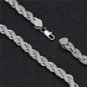 <b>Iced</b> <b>Out</b> Rope <b>Chain</b> Necklace 925 Sterling Silver Moissanite Diamond VVS Hip Hop <b>Chain</b> Luxury Jewelry Gift For Men Women - Product Image 3
