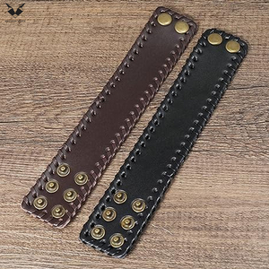 2026 Genuine Leather Wide Cuff <b>Bracelet</b> For Men Women Vintage Braided Edge Wristband <b>Adjustable</b> Punk Rock Biker Bangle - Product Image 4