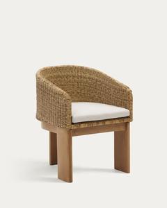 Silla de Comedor de Lujo con Brazos de Madera de Teca y Asiento y Respaldo de Ratán Tejido Natural – Proveedor de Muebles Modernos para Restaurantes, Cafés y Hoteles - Product Image 1