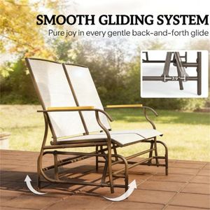 Divano Doppio da Esterno Bianco Crema con Sedia a Dondolo e Tavolino per Uso in Giardino - Product Image 2
