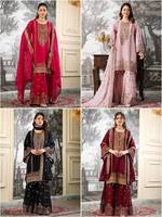 Ensemble de costume palazzo violet lavande brodé à la main en georgette avec broderie, vente en gros, vêtements pour femmes, tenue personnalisée OEM