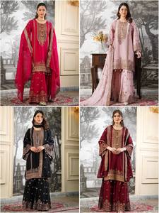 Ensemble de costume palazzo violet lavande brodé à la main en georgette avec broderie, vente en gros, vêtements pour femmes, tenue personnalisée OEM - Product Image 2