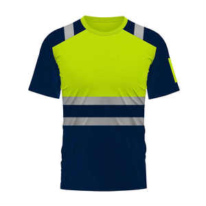 Men's High Visibility Reflective Eco-Friendly Breathable Short Sleeve T-Shirt Solid Color Blocked Quick Dry Knitted <b>Canvas</b> - Product Image 6