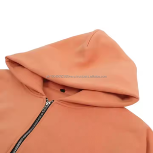 Ensemble 2 pièces à capuche personnalisé de haute qualité pour hommes sweat à capuche quadruple surdimensionné vierge 320gsm sweats à capuche zippés pour hommes - Product Image 3
