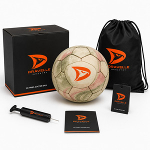 Dravelle Industry Custom 32 Panel <b>Hand</b> <b>Stitched</b> PU Soccer Ball Size 5 Olive Rose Watercolor Football for Training Match - Product Image 3