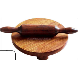 Juego de Chakla Belan de Madera de Mango Premium |   Tabla de Amasar Antiadherente Hecha a Mano y Pincho |   Utensilio de Cocina Indio Ecológico - Product Image 5