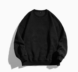 Sudadera Bordada de Invierno, Color Sólido, Algodón, Cuello Redondo, para Hombre - Product Image 1