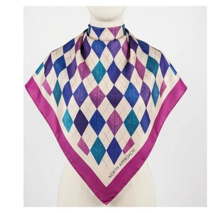 NORTH APPROACH Women's Square <b>Silk</b> Scarf Argyle Print Elegant Multi-Functional Fashion Accessory All Seasons - Product Image 1