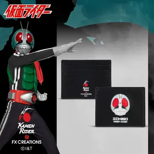 Atacado Qualidade Premium Leve e fino Titular Do Cartão De Couro Carteira Preto Kamen Rider 1 Figuras de Ação Estilo Japonês Para Homens