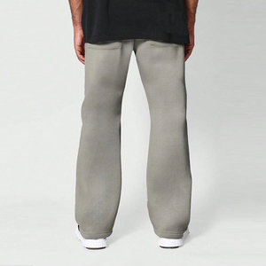 Pantalones de chándal de algodón holgados para hombre, con forro polar grueso, lavado ácido, cintura elástica con cordón, estilo acampanado, personalizables - Product Image 4