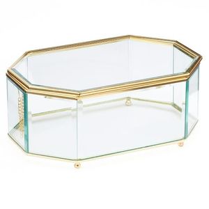 Hexagon Metal And Glass Jewelry Box Crafted For Wedding Centerpieces Jewelry Organization And Elegant Home Styling - Product Image 1