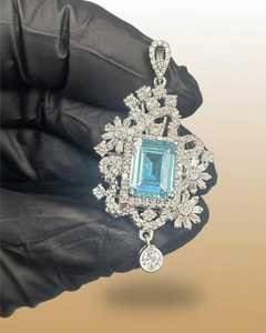 Colgante de Moissanita Copo de Nieve, Plata 925 con Baño de Rodio, Corte Esmeralda, Dije de Diamante, Joyería de Lujo para Boda de Mujer - Product Image 6
