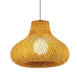 Custom Teardrop Rattan Lampshade Open Lattice Bamboo Pendant <b>Light</b> Cover <b>Rustic</b> E27 Bulbous Ceiling Hanging Chandelier - Product Image 1