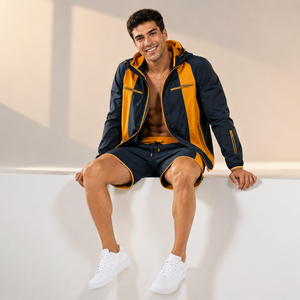 Conjunto de Chaqueta Cortavientos Deportiva y Pantalones Cortos para Hombre al por Mayor, Forro de Malla Transpirable, Conjunto de Ropa Exterior de Poliéster, Logotipo Personalizado, Fabricante OEM - Product Image 5