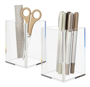 Acrylic <b>Pen</b> Holder At Cheap Price Clear High-end Luxury <b>Gift</b> Table Stand Makeup Brush Holder Square Makeup Cup Stationery Holder - Product Image 1