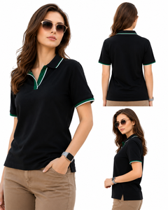 Camiseta Polo de Piqué para Mujer al por Mayor |   Fabricante y Exportador de Algodón Elástico de 220 GSM Personalizado OEM/ODM - Product Image 2