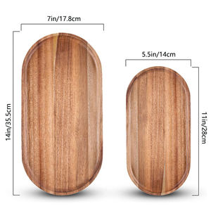 Ensemble de plateaux de service en bois d'acacia, 2 pièces, forme ovale, écologiques, durables, pour charcuterie, fromage, pain, fruits, légumes, et sauces - Product Image 3