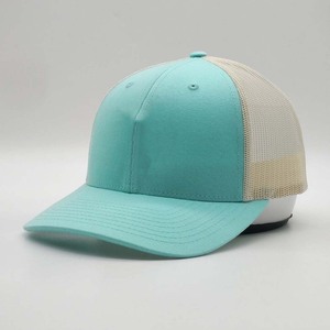 หมวกแก๊ปทรง Trucker 6 แผง OEM ODM สำหรับทุกเพศ สีเทาด้านหน้า สีฟ้าอ่อนด้านหลัง แต่งแถบสีตัดกัน ปรับขนาดได้ สวมใส่สบายๆ สำหรับฤดูใบไม้ผลิและฤดูร้อน - Product Image 5