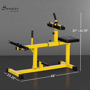 Macchina da Palestra Regolabile in Acciaio per Calf Raise con Seduta, Attrezzatura Gialla per Allenamento con Pesi - Product Image 3