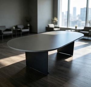 Table de conférence ovale, plateau en MDF, pieds en métal, design minimaliste, mobilier de bureau commercial durable, 6 places, AY Office V-GO 18/24 - Product Image 1