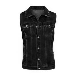 Gilet en denim robuste en coton de qualité supérieure – Veste de travail classique sans manches avec coutures renforcées - Product Image 2