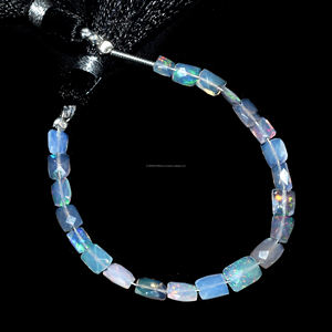 Cuentas de piedras preciosas de ópalo etíope de fuego múltiple Natural, 4 pulgadas, 4x3 a 6x4 MM, hebra facetada, piedra con forma de rectángulo para hacer joyas - Product Image 1