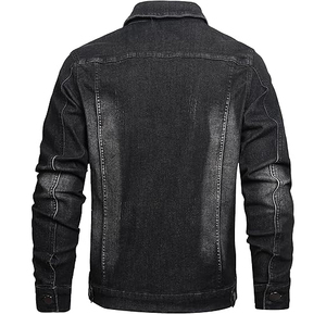 QIMYUM เสื้อแจ็คเก็ตยีนส์สำหรับผู้ชาย, เสื้อแจ็คเก็ตยีนส์ทรงสลิมแบบดิสเทรส - Product Image 2