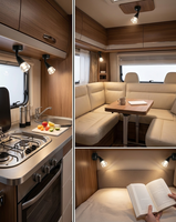 Éclairage intérieur pour camping-car et caravane, lampe de lecture LED 12V 24V, lampe de chevet rotative à 360° avec USB Type-C pour camping-car