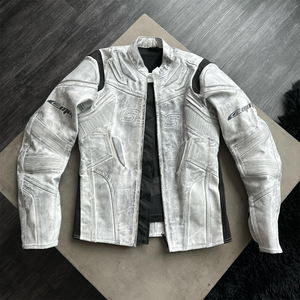 Chaqueta de Cuero Original con Logotipo Personalizado OEM, Traje de Motociclista con Cierre, Chaqueta y Pantalones para Hombre, Chaqueta de Cuero Informal con Bolsillos, Conjunto de Chaqueta y Pantalones de Carreras - Product Image 6