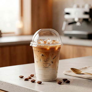 95mm Disposable Clear PP <b>Plastic</b> <b>Cup</b> With Dome Lid Coffee <b>Cup</b> Design For Cold Beverages - Product Image 1