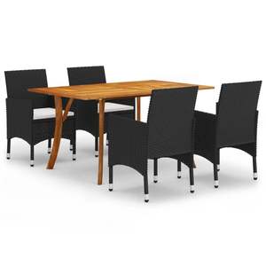 Juego de Comedor Blanco Crema y Negro para Jardín, Muebles de Exterior - Product Image 2