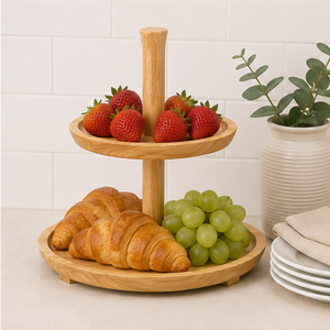 Wholesale 2 Tier Wooden Cake <b>Stand</b> & Tiered Serving Tray Round Wood Dessert Display <b>Stand</b> for <b>Cupcakes</b> Reasonable Price - Product Image 4