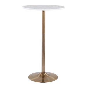 Pebble Gold Metal and <b>White</b> Wood Adjustable <b>Dining</b> or Bar <b>Table</b> Contemporary/Glam Style by - Product Image 1