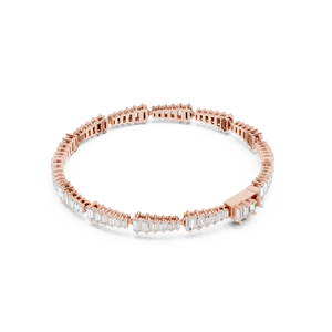 Pulsera de Eslabones con Diamantes Baguette Chapada en Oro Rosa para Mujer, Joyería Clásica para Uso Diario - Product Image 3