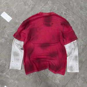 เสื้อยืดพรีเมียมผ้าฝ้ายย้อมสีสไตล์วินเทจ พิมพ์ลายกราฟิกประดับเพชรเทียม ฮิปฮอป ไซส์ใหญ่พิเศษสำหรับผู้ชาย สตรีทแวร์ - Product Image 2