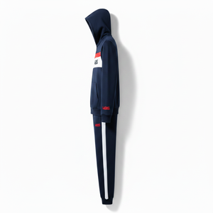 Ensemble de survêtement pour homme avec logo personnalisé, veste à capuche zippée, ensemble de sport en molleton, coupe slim, deux pièces, tenue de sport pour la salle de gym - Product Image 3