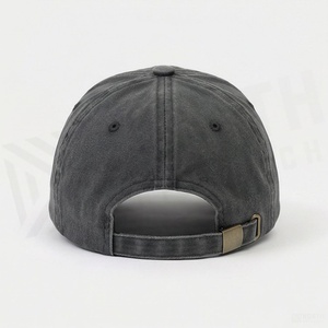 Casquette de baseball gris foncé à 6 panneaux avec logo circulaire brodé sur le panneau avant, réglable, unisexe, décontractée - Product Image 2